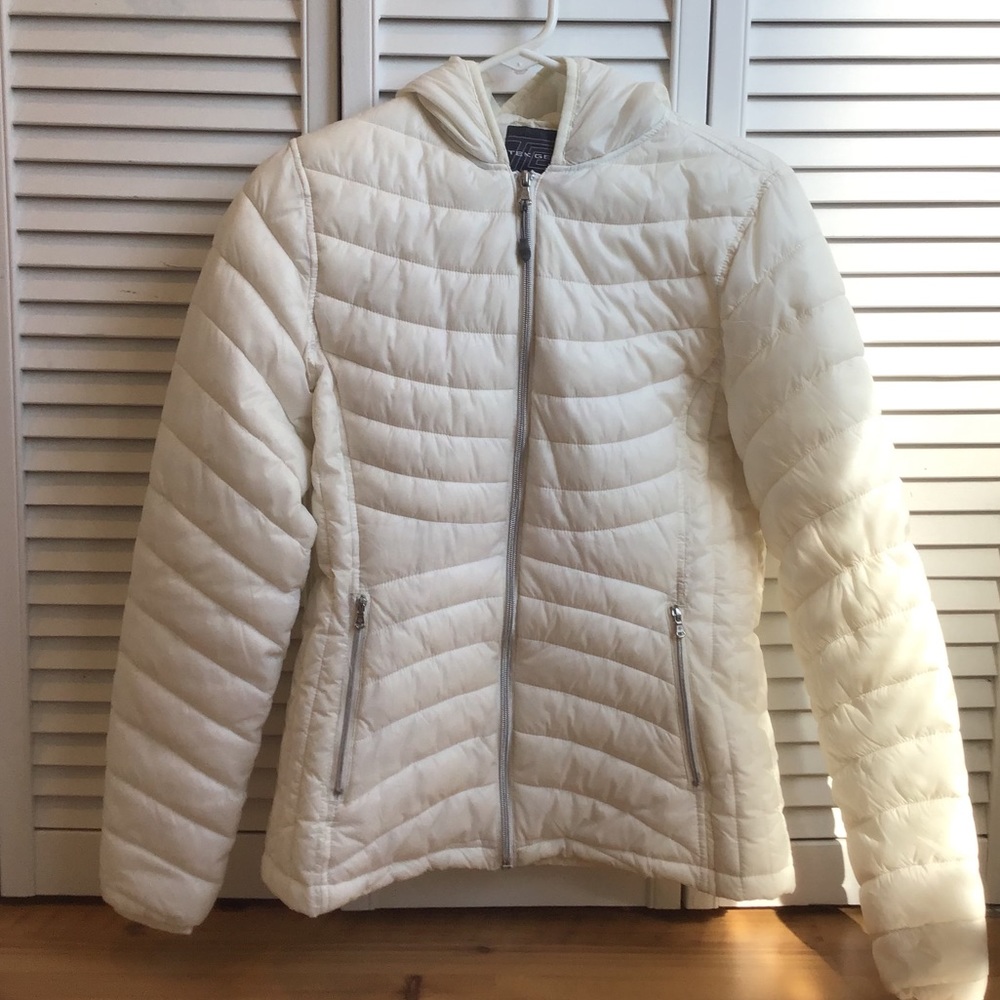 Cute cream colored coat.